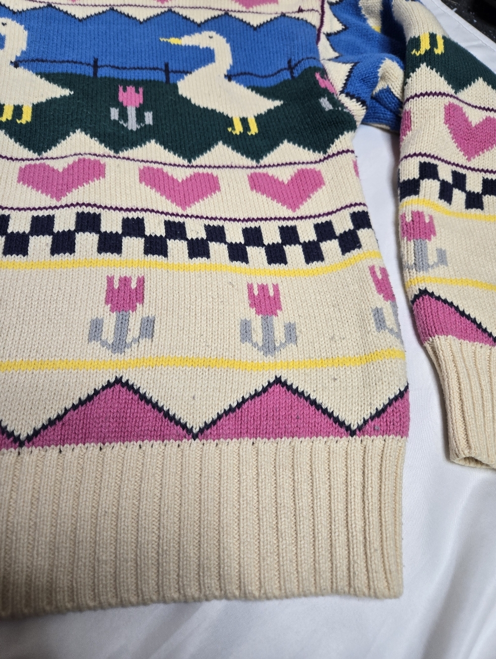 KINA AND TAM Duck Tales whimsy faire isle farmcore sweater‎ XS - Picture 5 of 10